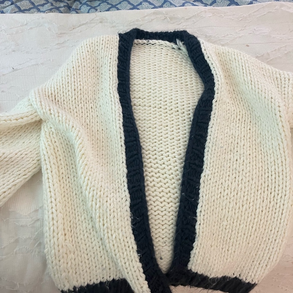 Cozy Cream and Black Knit Sweater
